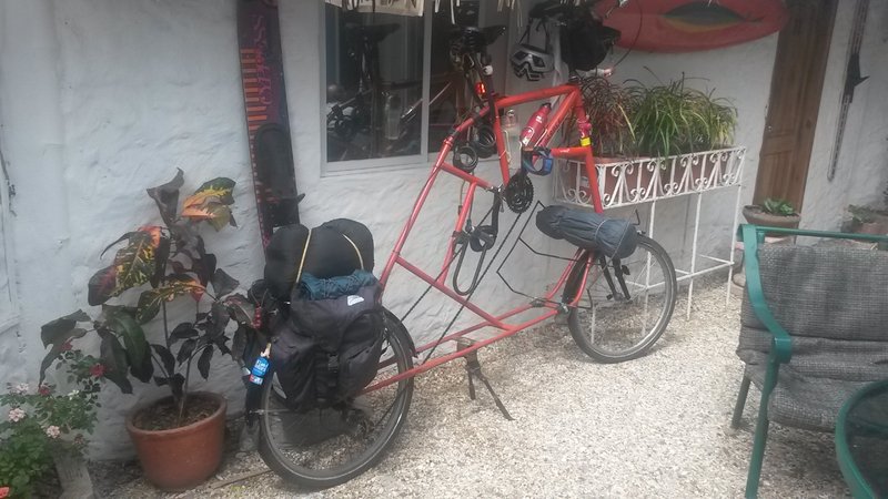 A traveler's special bicycle, La Libertad, Ecuador