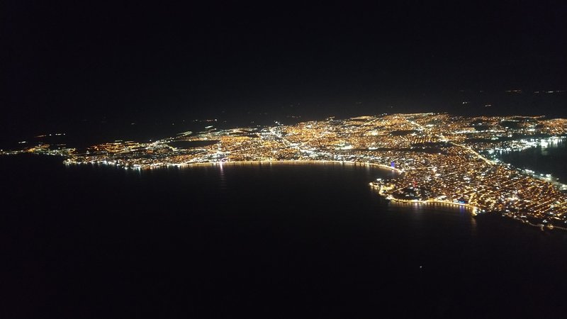Mazatlán, Sinaloa, México - night view from the plane