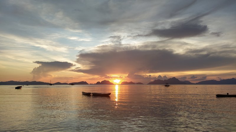 Sunset from Outpost hostel, Corong Corong Beach, El Nido, Palawan