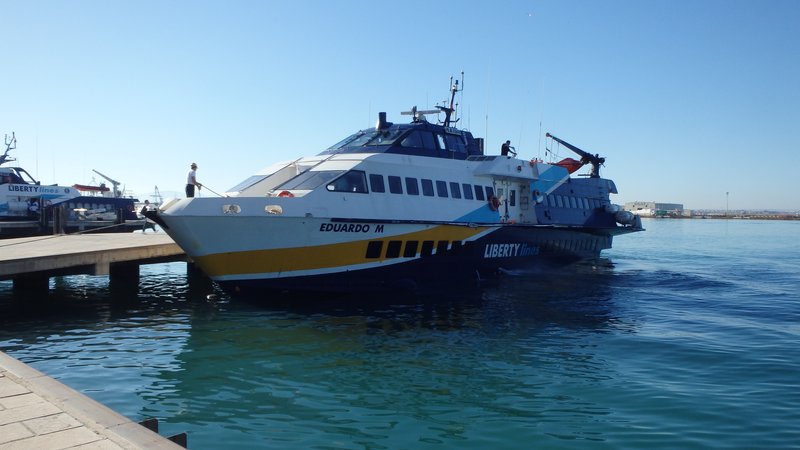 The boat to Favignana in Trapani port, Sicily