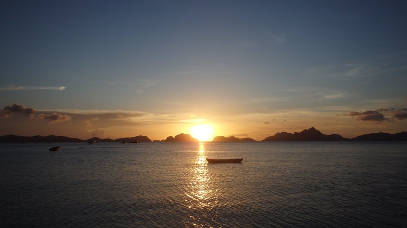 Sunset from Outpost hostel, Corong Corong Beach, El Nido, Palawan
